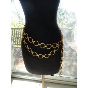 Vintage Handmade 1970's Gold Tone Textured "Circle" Belt Unique Design